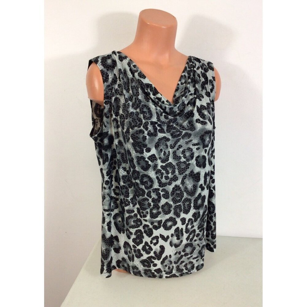 Bijani Italy Satin Camisole Top Animal Print Womens 3X